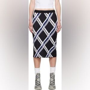 Burberry Black and White Checkered Pencil Skirt
